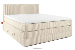 STRIX PRO, https://konsimo.de/kollektion/strix-pro/ Boxspringbett mittelhart 200 cm Doppelmatratze + Visco-Topper Cordstoff beige beige - Foto