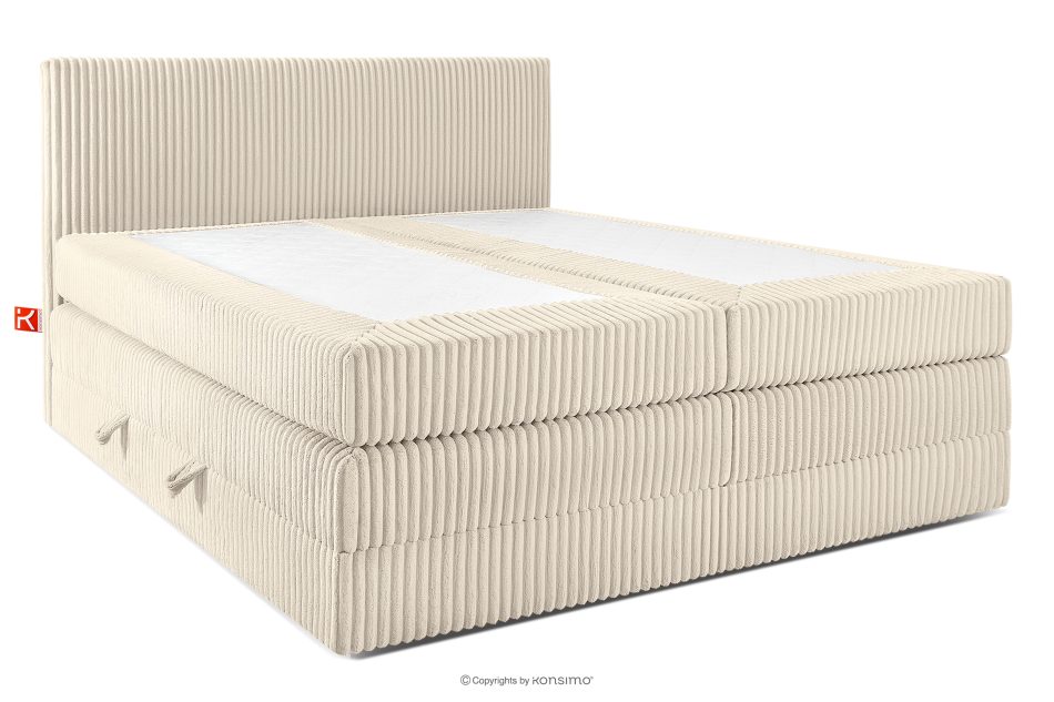 STRIX PRO Boxspringbett mittelhart 200 cm Doppelmatratze + Visco-Topper Cordstoff beige beige - Foto 2