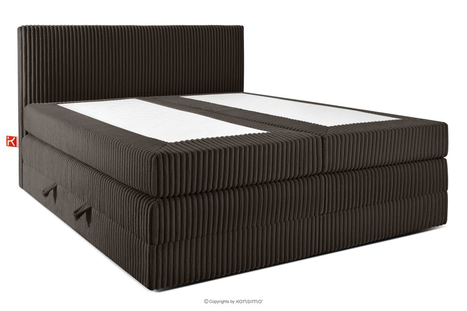 STRIX PRO Boxspringbett mittelhart 200 cm Doppelmatratze + Visco-Topper Cordstoff in Dunkelbraun dunkelbraun - Foto 2