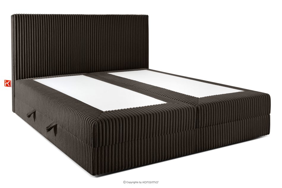 STRIX PRO Boxspringbett mittelhart 200 cm Doppelmatratze + Visco-Topper Cordstoff in Dunkelbraun dunkelbraun - Foto 3