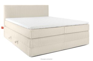 STRIX PRO, https://konsimo.de/kollektion/strix-pro/ Boxspringbett hart 200 cm Doppelmatratze + HR-Topper Cordstoff weiß/ecru weiß/ecru - Foto