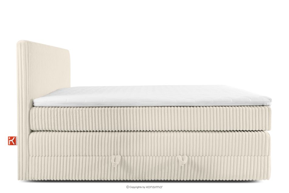 STRIX PRO Boxspringbett hart 200 cm Doppelmatratze + HR-Topper Cordstoff weiß/ecru weiß/ecru - Foto 5