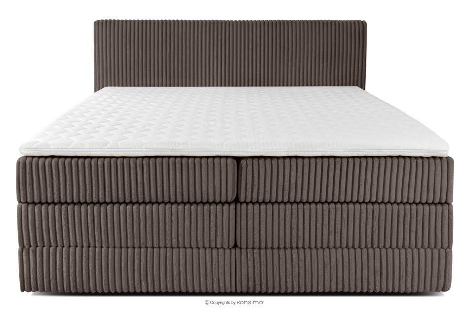 STRIX PRO Boxspringbett hart 200 cm Doppelmatratze + HR-Topper Cordstoff braun braun - Foto 4