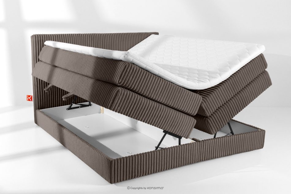 STRIX PRO Boxspringbett hart 200 cm Doppelmatratze + HR-Topper Cordstoff braun braun - Foto 7