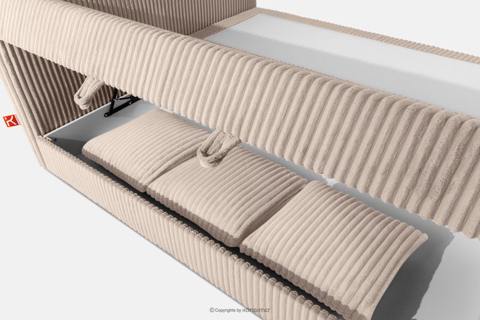 STRIX PRO Boxspringbett hart 200 cm Doppelmatratze + HR-Topper Cordstoff taupe taupe - Foto 13
