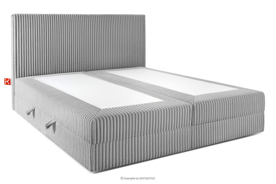 STRIX PRO Boxspringbett hart 200 cm Doppelmatratze + Visco-Topper Cordstoff hellgrau hellgrau - Foto 3