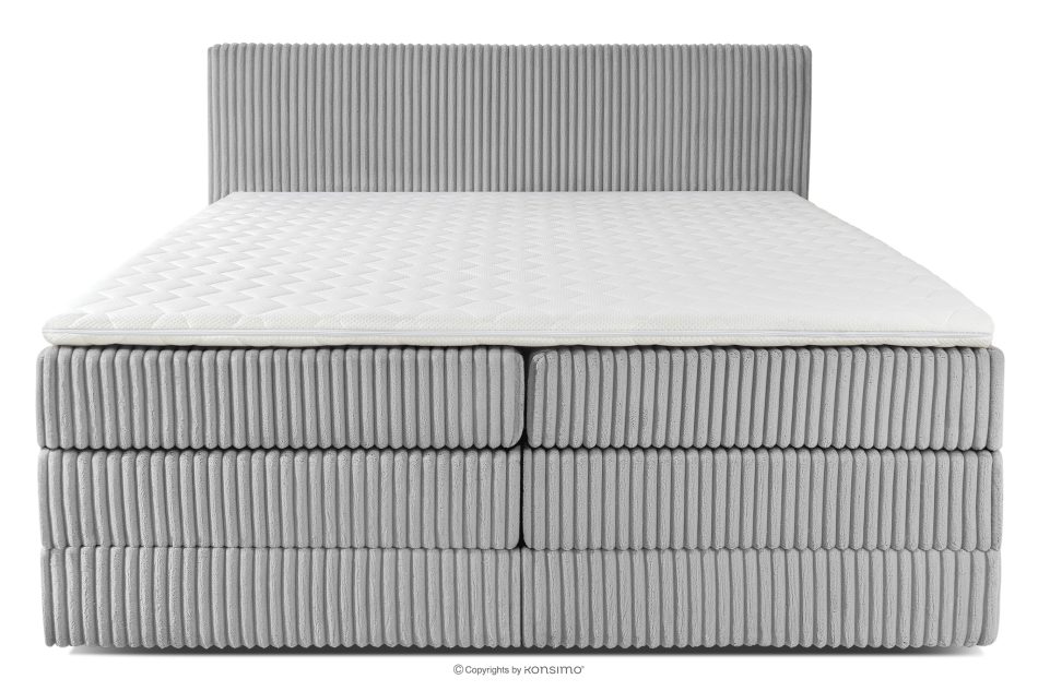 STRIX PRO Boxspringbett hart 200 cm Doppelmatratze + Visco-Topper Cordstoff hellgrau hellgrau - Foto 4