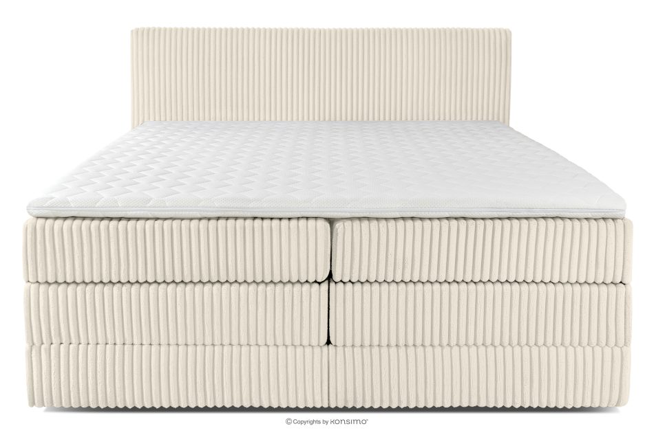 STRIX PRO Boxspringbett hart 200 cm Doppelmatratze + Visco-Topper Cordstoff weiß/ecru weiß/ecru - Foto 4