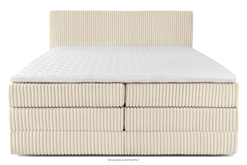 STRIX PRO Boxspringbett hart 200 cm Doppelmatratze + Visco-Topper Cordstoff beige beige - Foto 4