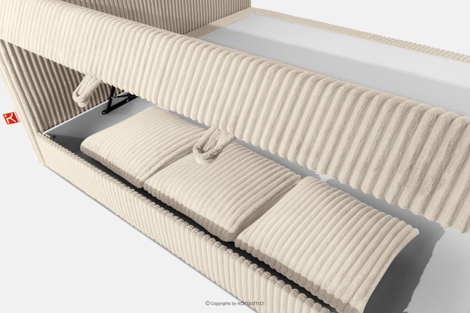 STRIX PRO Boxspringbett hart 200 cm Doppelmatratze + Visco-Topper Cordstoff beige beige - Foto 13
