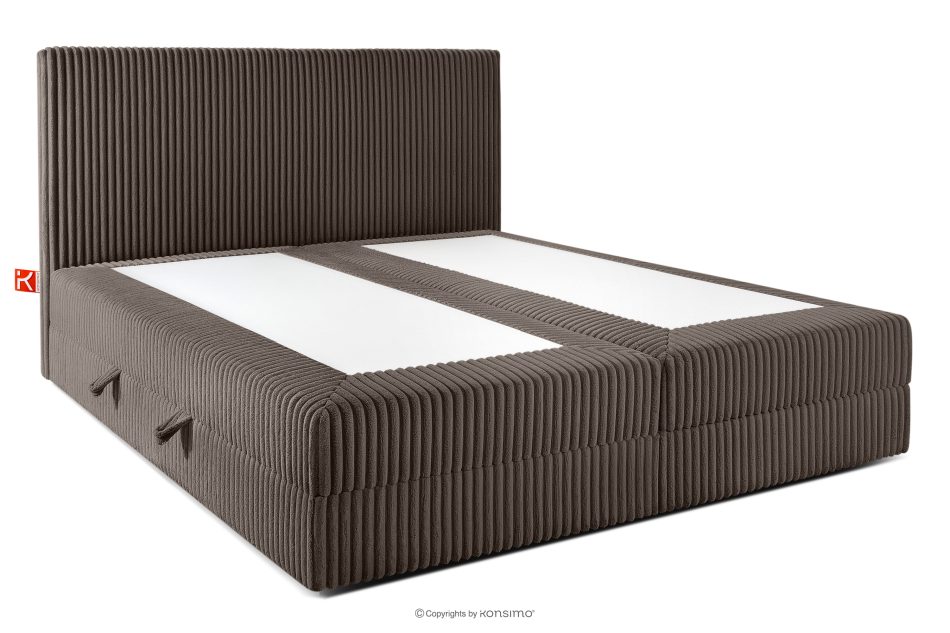 STRIX PRO Boxspringbett hart 200 cm Doppelmatratze + Visco-Topper Cordstoff braun braun - Foto 3