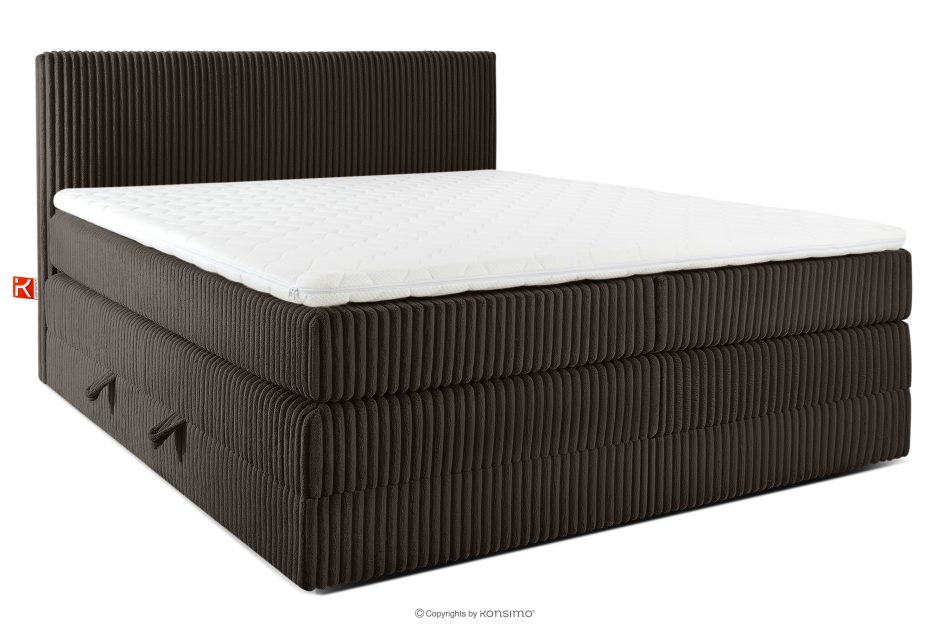 STRIX PRO Boxspringbett hart 200 cm Doppelmatratze + Visco-Topper Cordstoff dunkelbraun dunkelbraun - Foto 0
