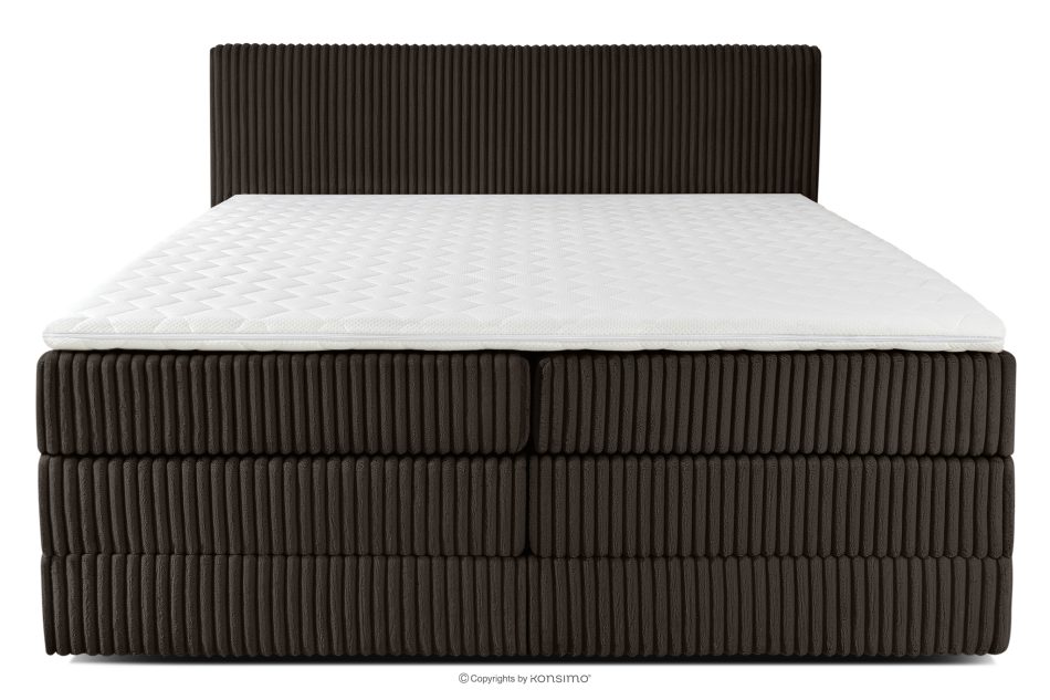 STRIX PRO Boxspringbett hart 200 cm Doppelmatratze + Visco-Topper Cordstoff dunkelbraun dunkelbraun - Foto 4