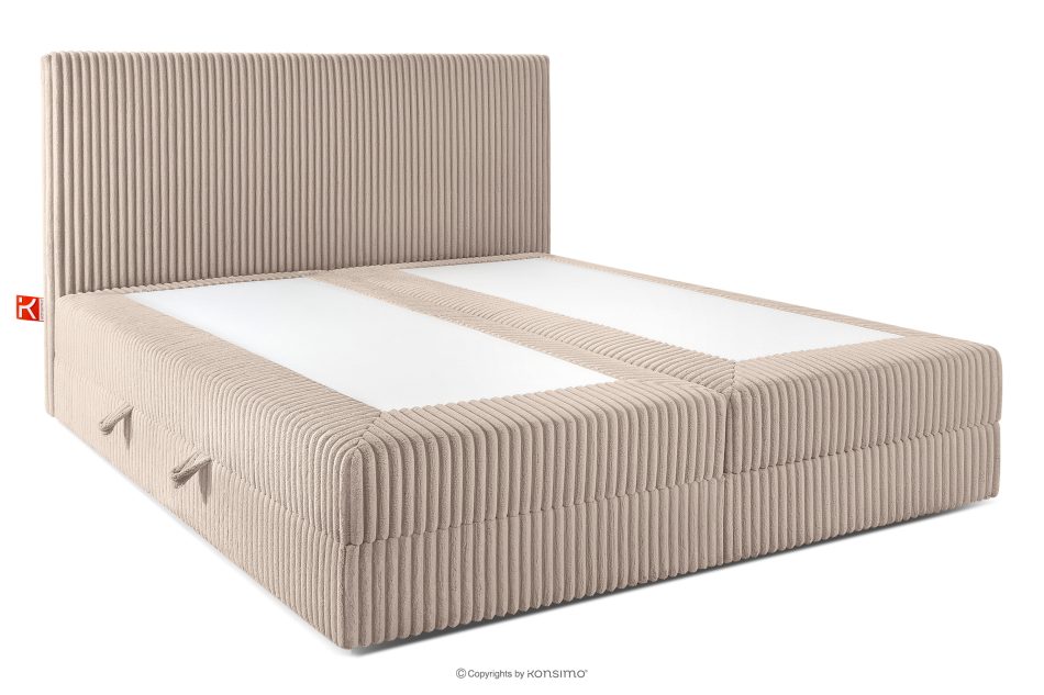 STRIX PRO Boxspringbett hart 200 cm Doppelmatratze + Visco-Topper Cordstoff taupe taupe - Foto 3