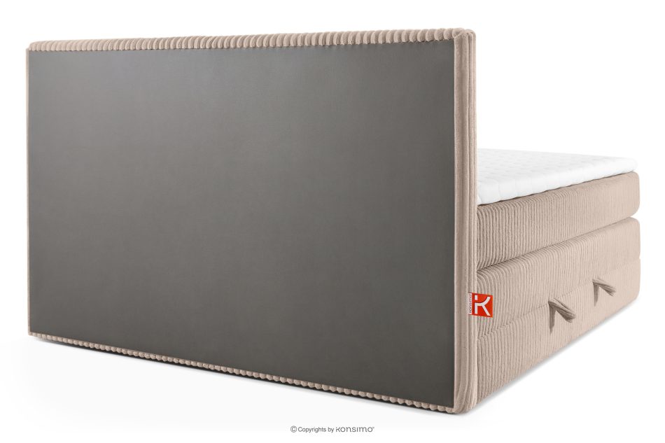 STRIX PRO Boxspringbett hart 200 cm Doppelmatratze + Visco-Topper Cordstoff taupe taupe - Foto 6