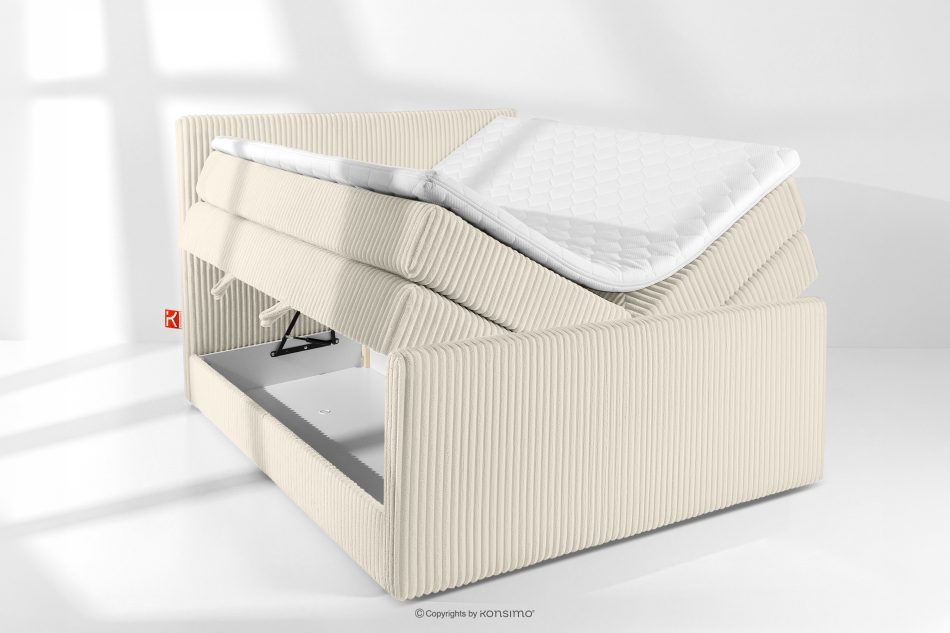 STRIX PRO+ Boxspringbett Doppelzimmer mittelhart 140 cm Doppelmatratze + HR-Topper Cordstoff weiß/ecru weiß/ecru - Foto 7