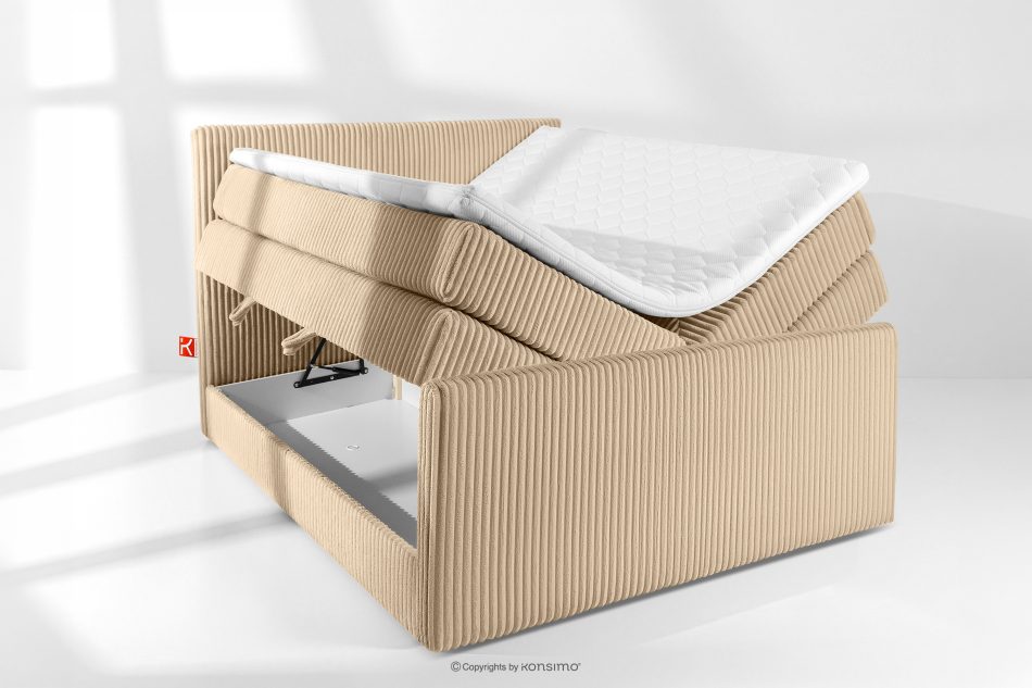 STRIX PRO+ Boxspringbett Doppelzimmer mittelhart 140 cm Doppelmatratze + HR-Topper Cordstoff sandfarben sandfarben - Foto 7