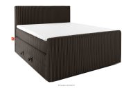 Boxspringbett Doppelzimmer mittelhart 140 cm Doppelmatratze + HR-Topper Cordstoff in Dunkelbraun
