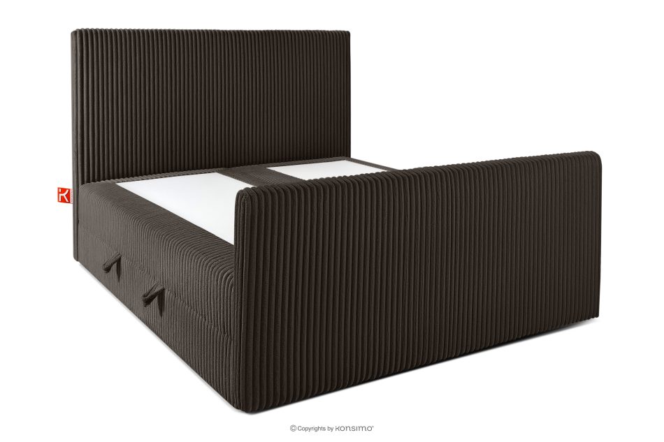 STRIX PRO+ Boxspringbett Doppelzimmer mittelhart 140 cm Doppelmatratze + HR-Topper Cordstoff in Dunkelbraun dunkelbraun - Foto 3