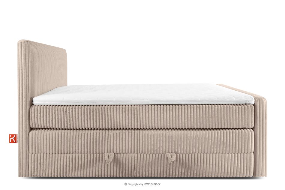 STRIX PRO+ Boxspringbett Doppelzimmer mittelhart 140 cm Doppelmatratze + HR-Topper Cordstoff in Taupe taupe - Foto 5