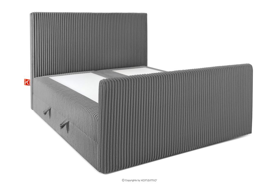 STRIX PRO+ Boxspringbett Doppelzimmer mittelhart 140 cm Doppelmatratze + Visco-Topper Cordstoff grau grau - Foto 3