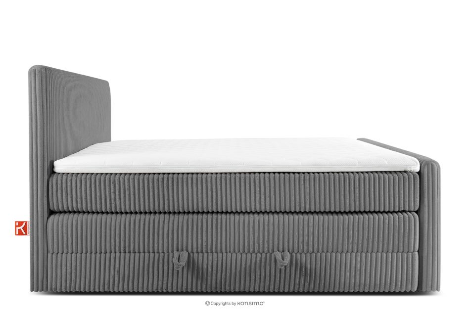STRIX PRO+ Boxspringbett Doppelzimmer mittelhart 140 cm Doppelmatratze + Visco-Topper Cordstoff grau grau - Foto 5