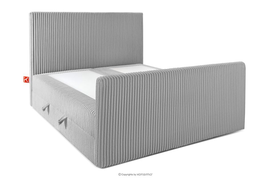 STRIX PRO+ Boxspringbett Doppelzimmer mittelhart 140 cm Doppelmatratze + Visco-Topper Cordstoff hellgrau hellgrau - Foto 3