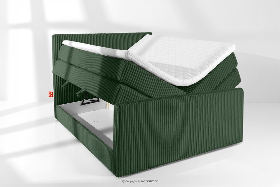STRIX PRO+ Boxspringbett Doppelzimmer mittelhart 140 cm Doppelmatratze + Visco-Topper Cordstoff in Dunkelgrün dunkelgrün - Foto 7