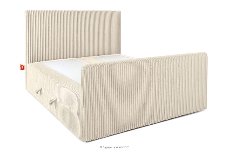 STRIX PRO+ Boxspringbett Doppelzimmer mittelhart 140 cm Doppelmatratze + Visco-Topper Cordstoff beige beige - Foto 3