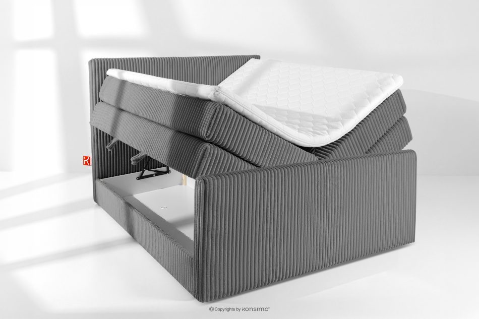 STRIX PRO+ Boxspringbett Doppelzimmer hart 140 cm Doppelmatratze + HR-Topper Cordstoff grau grau - Foto 7