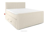 Boxspringbett Doppelzimmer hart 140 cm Doppelmatratze + HR-Topper Cordstoff weiß/ecru
