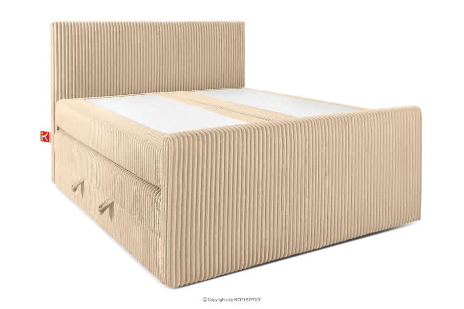 STRIX PRO+ Boxspringbett Doppelzimmer hart 140 cm Doppelmatratze + HR-Topper Cordstoff in Sand sandfarben - Foto 2