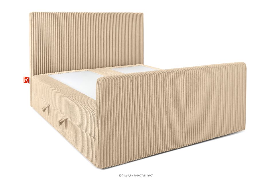 STRIX PRO+ Boxspringbett Doppelzimmer hart 140 cm Doppelmatratze + HR-Topper Cordstoff in Sand sandfarben - Foto 3