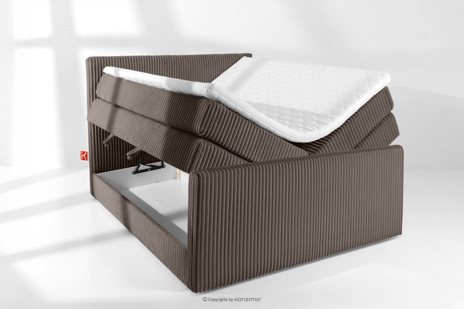 STRIX PRO+ Boxspringbett Doppelzimmer hart 140 cm Doppelmatratze + HR-Topper Cordstoff in Braun braun - Foto 7