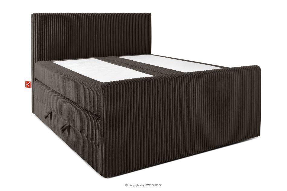 STRIX PRO+ Boxspringbett Doppelzimmer hart 140 cm Doppelmatratze + HR-Topper Cordstoff dunkelbraun dunkelbraun - Foto 2