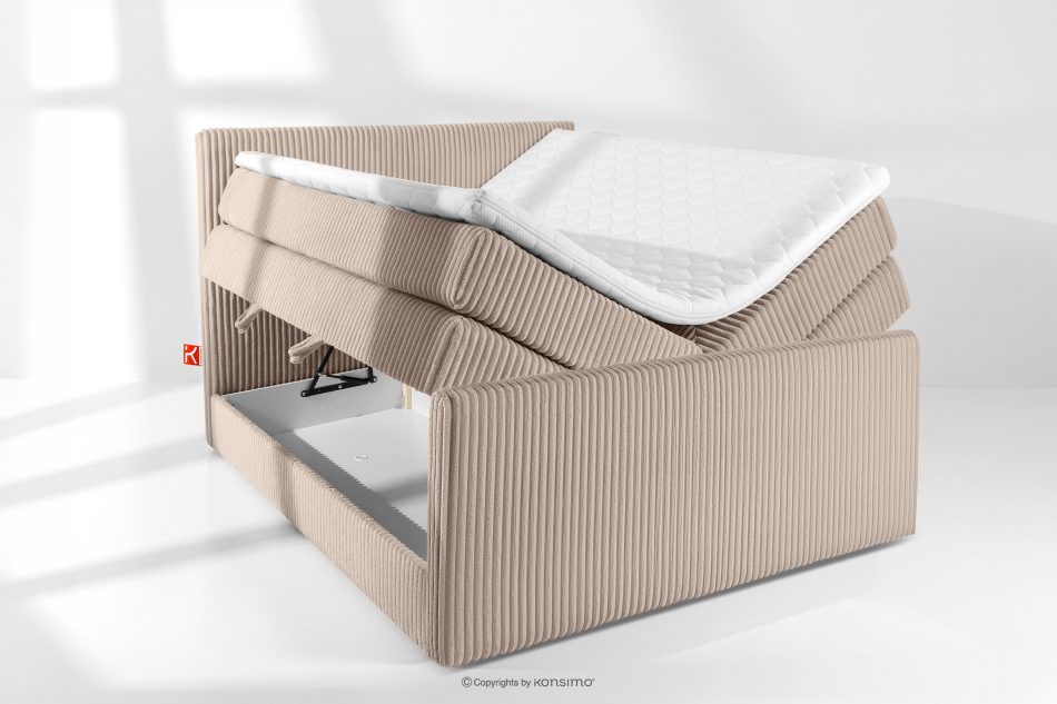 STRIX PRO+ Boxspringbett Doppelzimmer hart 140 cm Doppelmatratze + HR-Topper Cordstoff in Taupe taupe - Foto 7