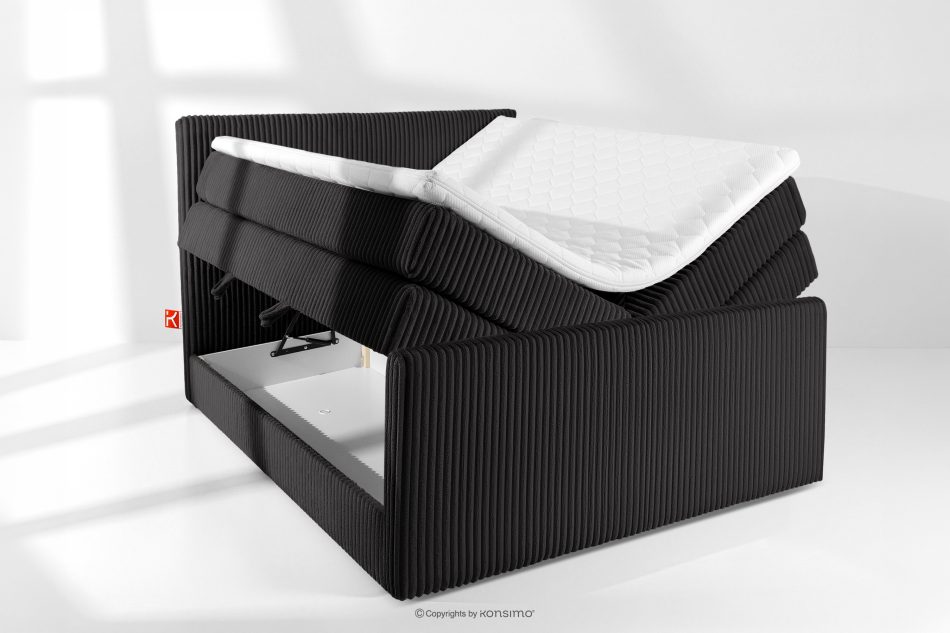 STRIX PRO+ Boxspringbett Doppelzimmer hart 140 cm Doppelmatratze + Visco-Topper Cordstoff schwarz schwarz - Foto 7