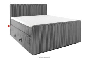 STRIX PRO+, https://konsimo.de/kollektion/strix-pro-2/ Boxspringbett Doppelzimmer hart 140 cm Doppelmatratze + Visco-Topper Cordstoff grau grau - Foto