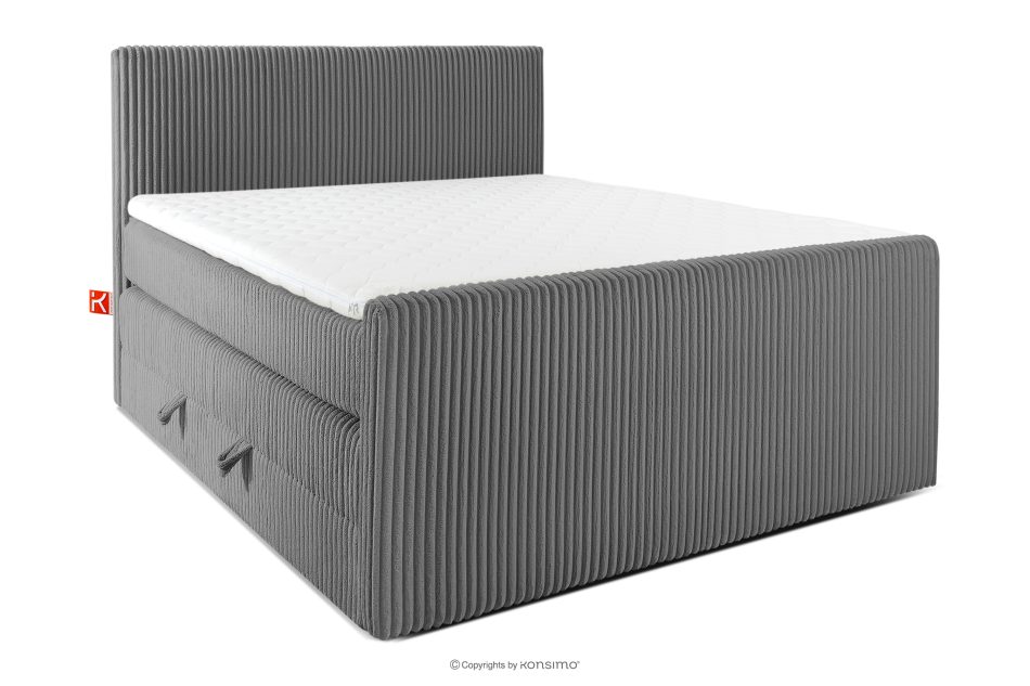 STRIX PRO+ Boxspringbett Doppelzimmer hart 140 cm Doppelmatratze + Visco-Topper Cordstoff grau grau - Foto 0