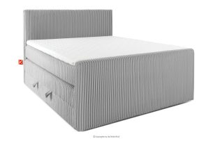 STRIX PRO+, https://konsimo.de/kollektion/strix-pro-2/ Boxspringbett Doppelzimmer hart 140 cm Doppelmatratze + Visco-Topper Cordstoff hellgrau hellgrau - Foto