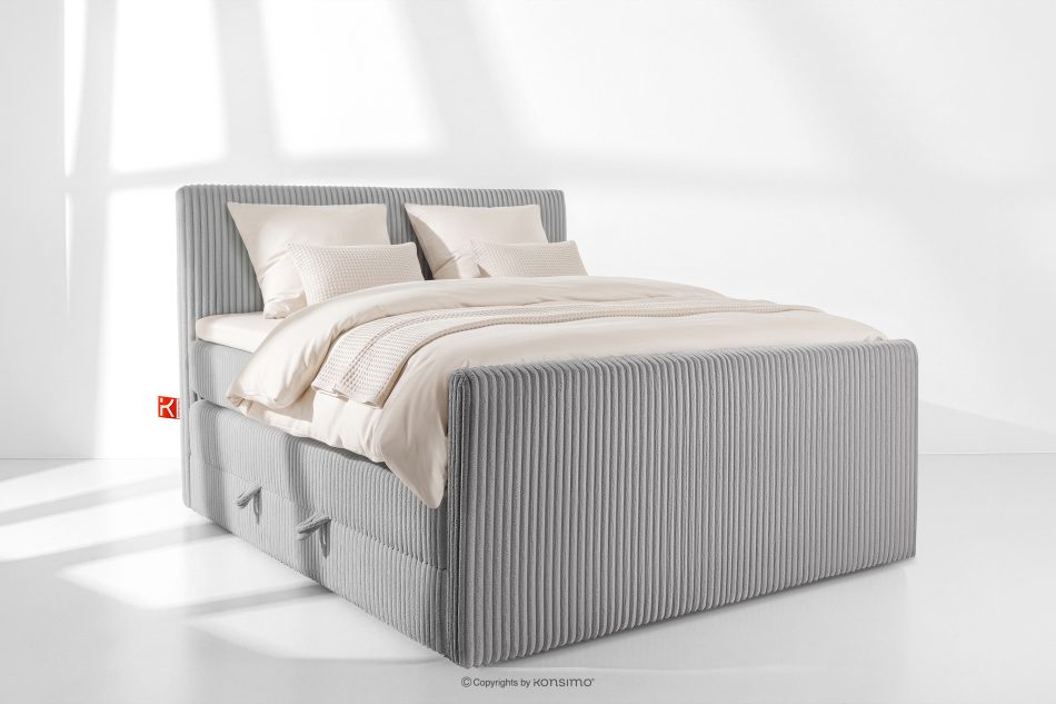 STRIX PRO+ Boxspringbett Doppelzimmer hart 140 cm Doppelmatratze + Visco-Topper Cordstoff hellgrau hellgrau - Foto 1