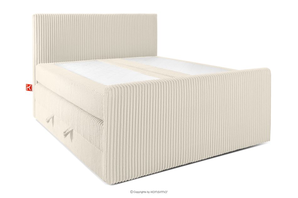 STRIX PRO+ Boxspringbett Doppelzimmer hart 140 cm Doppelmatratze + Visco-Topper Cordstoff weiß/ecru weiß/ecru - Foto 2