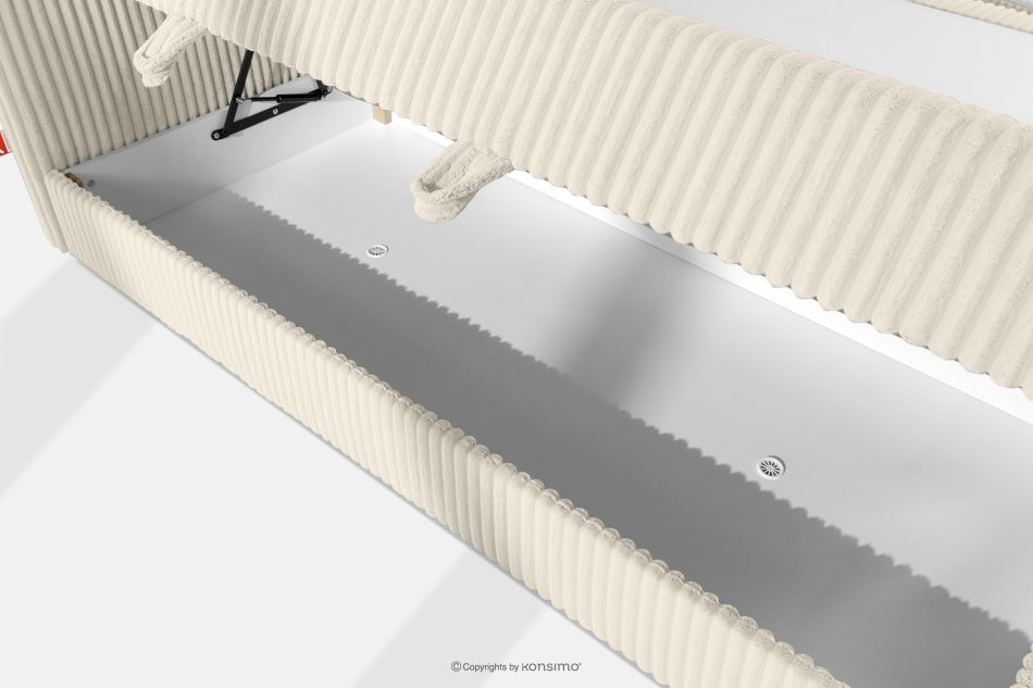 STRIX PRO+ Boxspringbett Doppelzimmer hart 140 cm Doppelmatratze + Visco-Topper Cordstoff weiß/ecru weiß/ecru - Foto 12