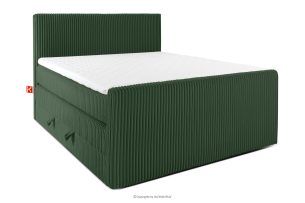 STRIX PRO+, https://konsimo.de/kollektion/strix-pro-2/ Boxspringbett Doppelzimmer hart 140 cm Doppelmatratze + Visco-Topper Cordstoff dunkelgrün dunkelgrün - Foto