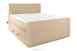 STRIX PRO+, https://konsimo.de/kollektion/strix-pro-2/ Boxspringbett Doppelzimmer hart 140 cm Doppelmatratze + Visco-Topper aus Cordstoff sandfarben sandfarben - Foto