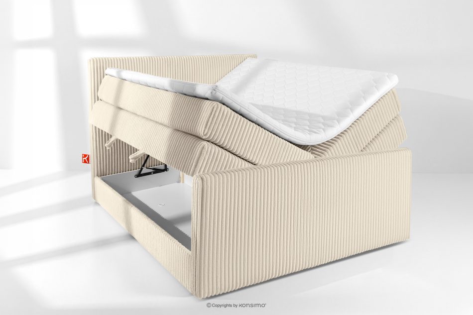 STRIX PRO+ Boxspringbett Doppelzimmer hart 140 cm Doppelmatratze + Visco-Topper aus Cordstoff beige beige - Foto 7