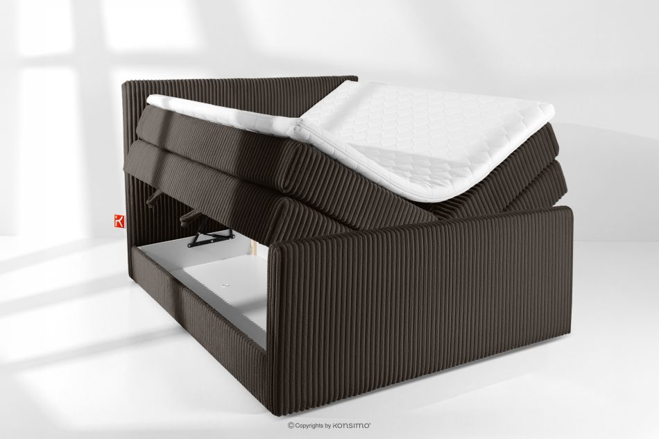 STRIX PRO+ Boxspringbett Doppelzimmer hart 140 cm Doppelmatratze + Visco-Topper Cordstoff dunkelbraun dunkelbraun - Foto 7