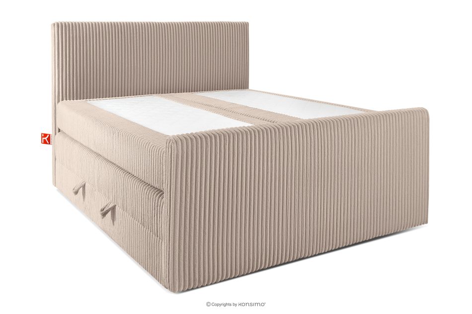 STRIX PRO+ Boxspringbett Doppelzimmer hart 140 cm Doppelmatratze + Visco-Topper aus Cordstoff taupe taupe - Foto 2
