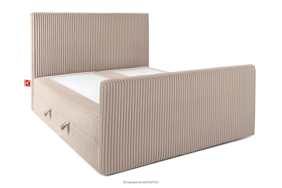 STRIX PRO+ Boxspringbett Doppelzimmer hart 140 cm Doppelmatratze + Visco-Topper aus Cordstoff taupe taupe - Foto 3
