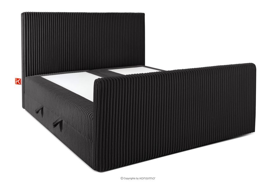 STRIX PRO+ Boxspringbett Doppelzimmer mittelhart 160 cm Doppelmatratze + HR-Topper Cordstoff schwarz schwarz - Foto 3